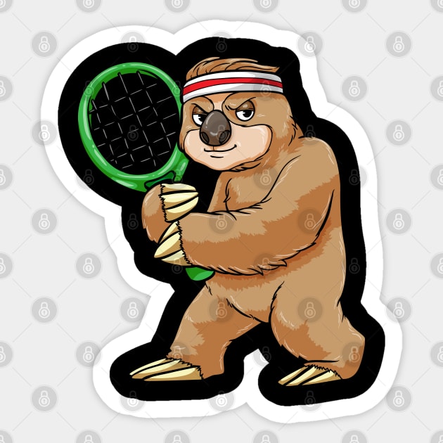 Sloth as Tennis player with Tennis racket Sticker by Markus Schnabel